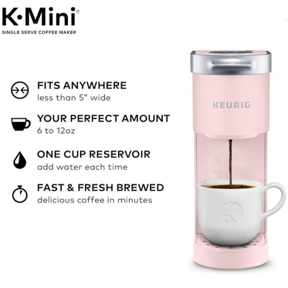 Keurig K-Mini Single Serve K-Cup Coffee Maker, Dusty Rose, 6 to 12 oz Brew Sizes